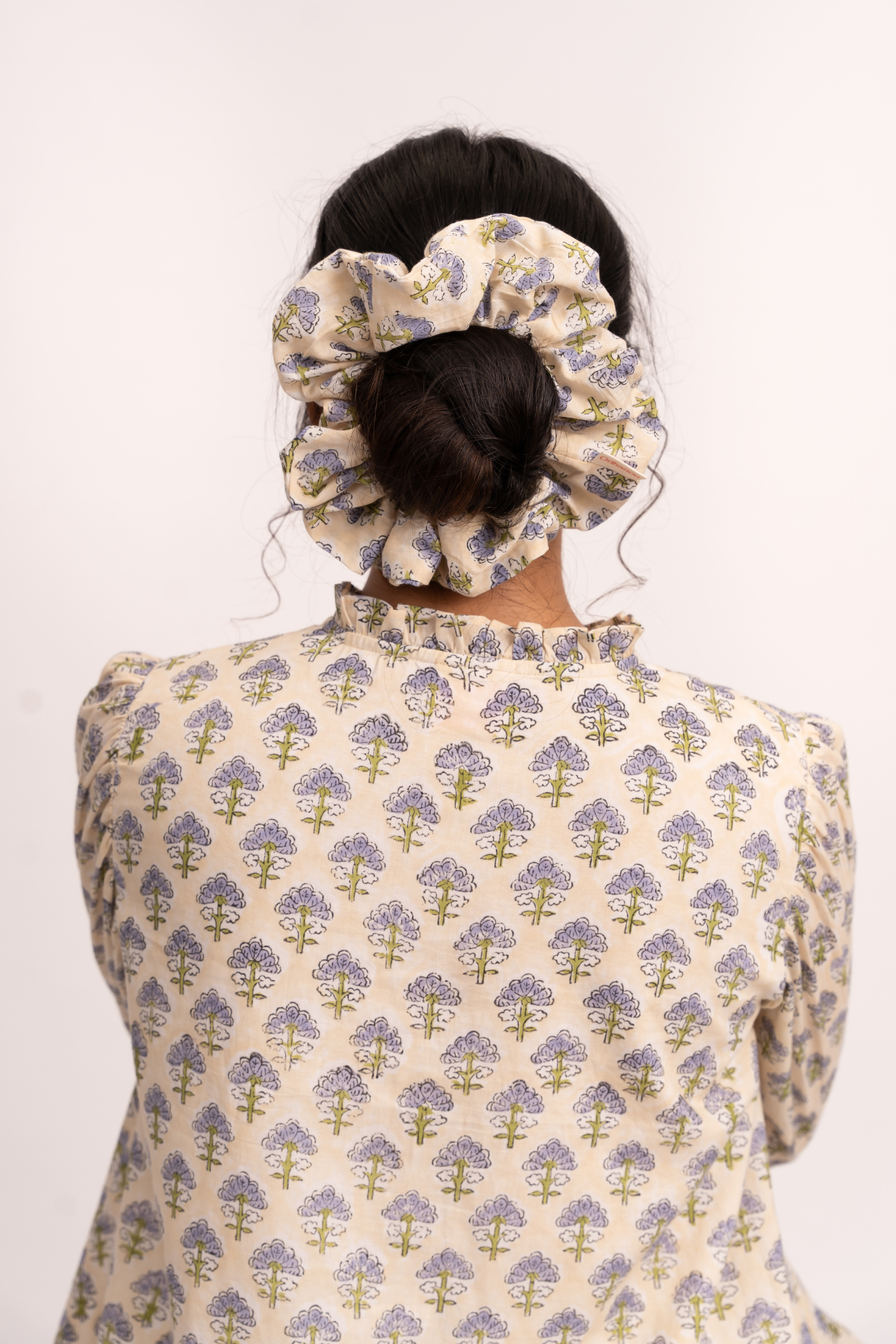 White New Print Scrunchie