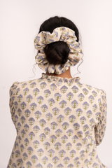 White New Print Scrunchie