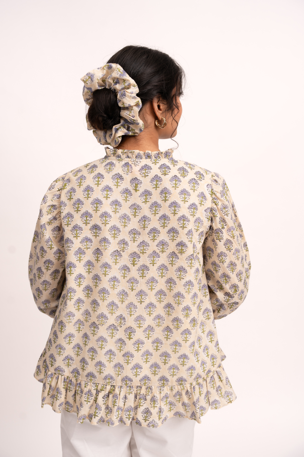 White New Print Scrunchie