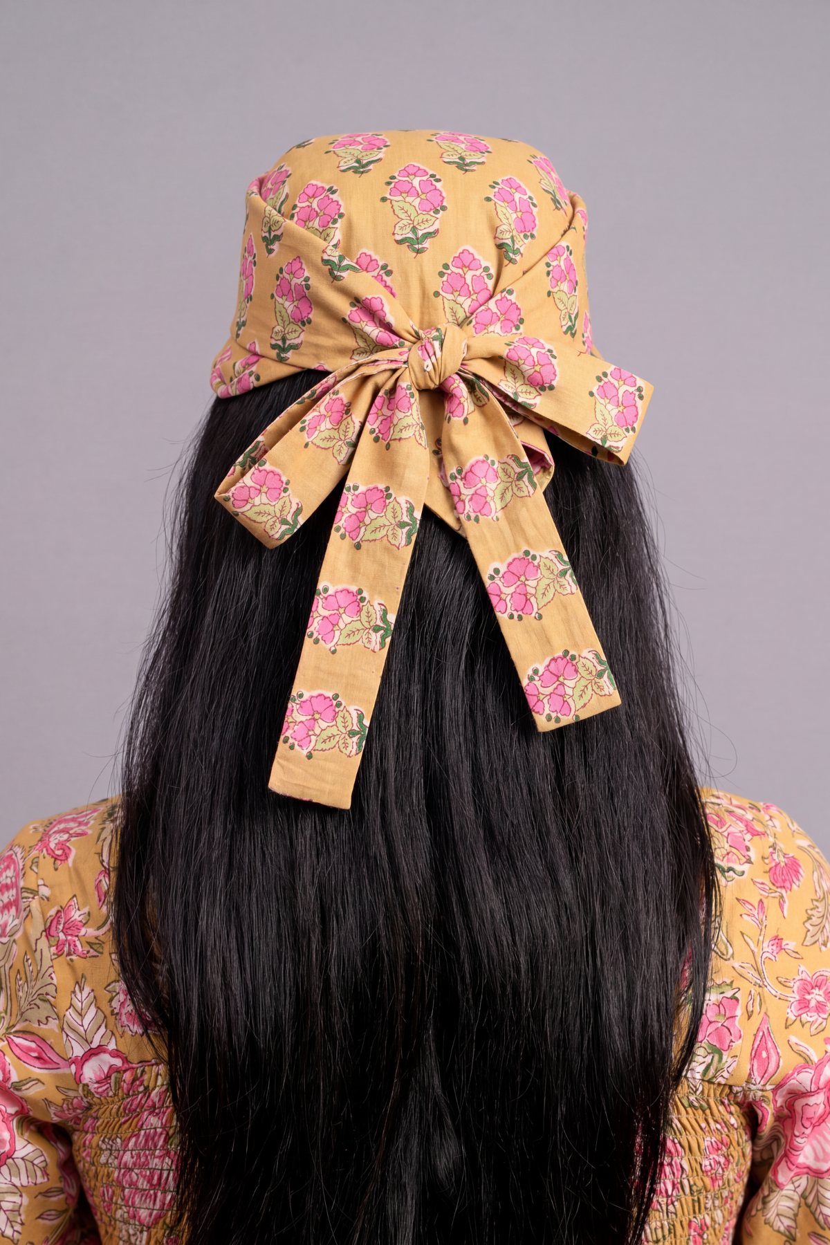 Yellow Floral Printed Bandana