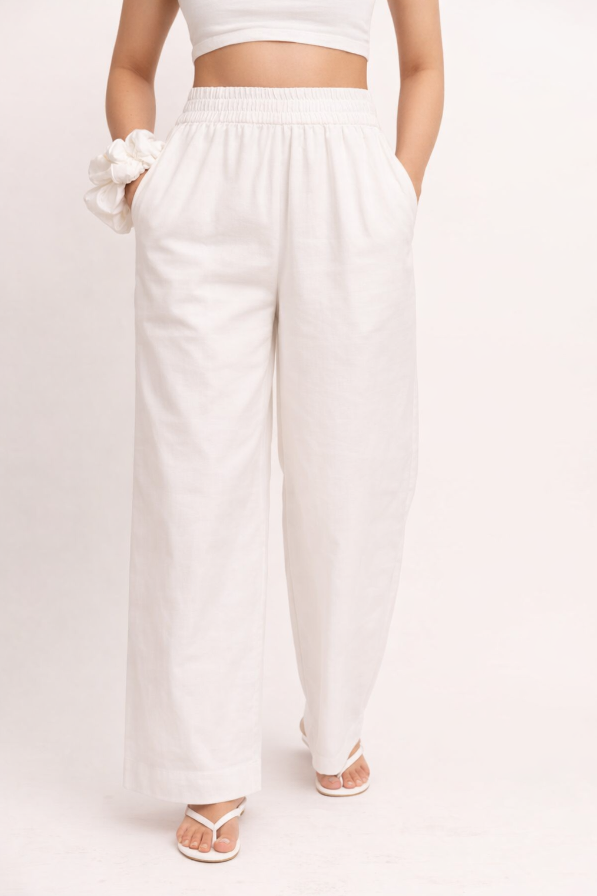 White Elastic Pants - Odhanon
