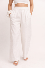 White Elastic Pants
