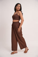 Brown Elastic Pants