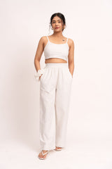 White Elastic Pants
