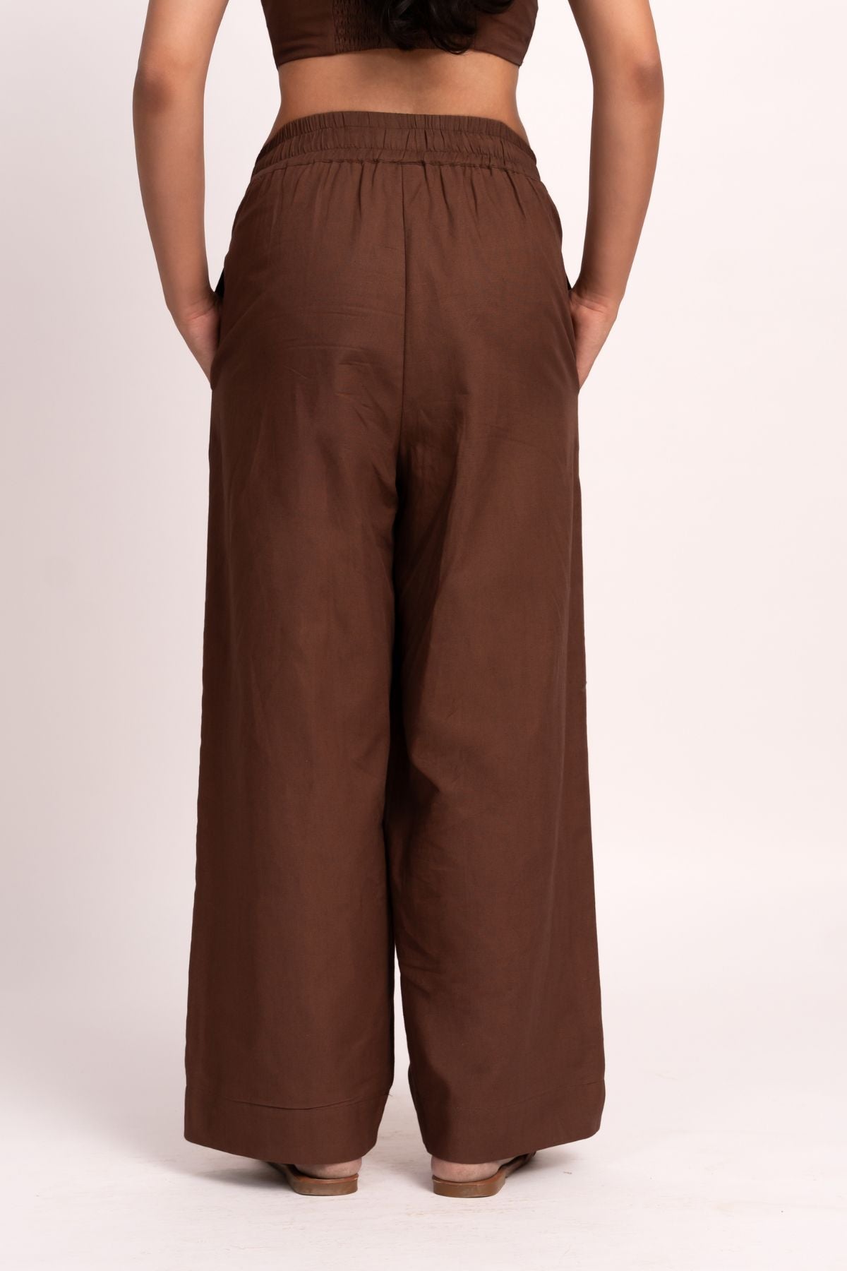 Brown Elastic Pants
