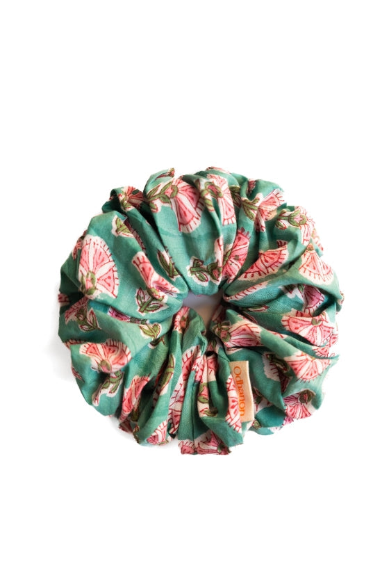 Cotton Cyan Scrunchy - Odhanon