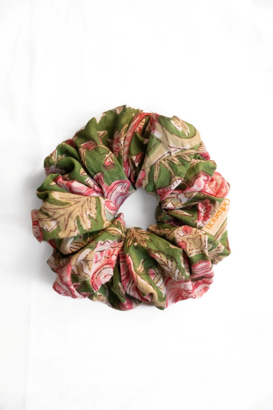 Floral Green Scrunchy - Odhanon