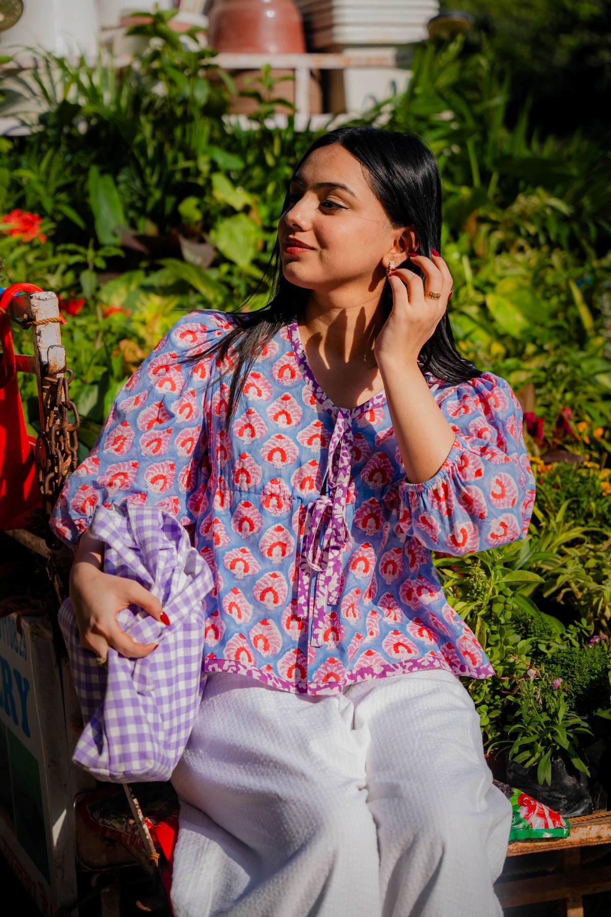 Blue Tie-Up Cotton Top