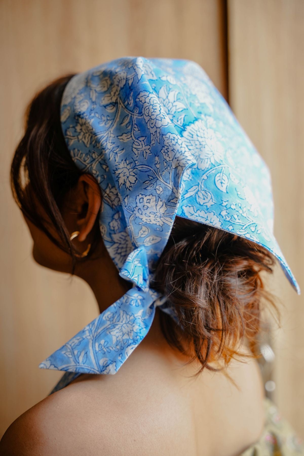 Vibrant Blue Cotton Bandana - Odhanon