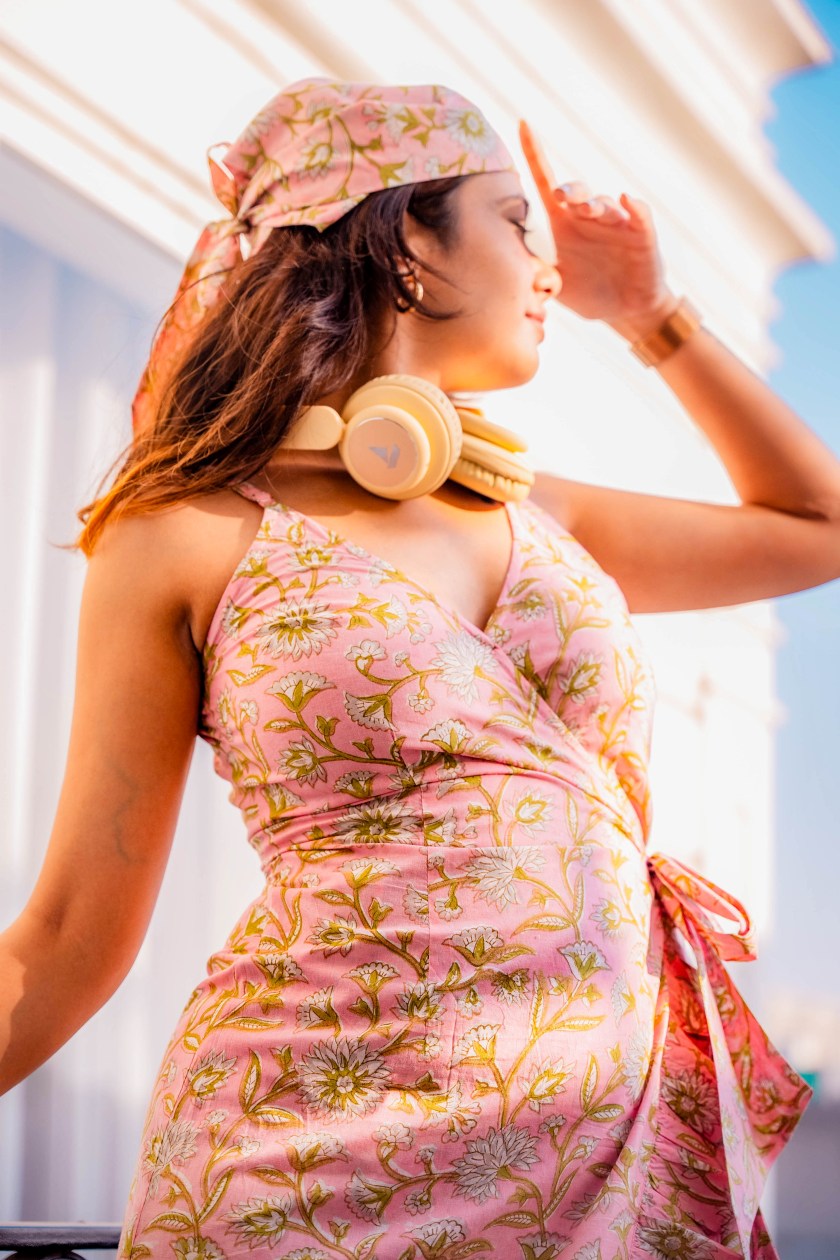 Pink Floral Wrap Dress