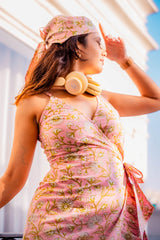 Pink Floral Wrap Dress