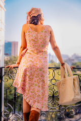 Pink Floral Wrap Dress