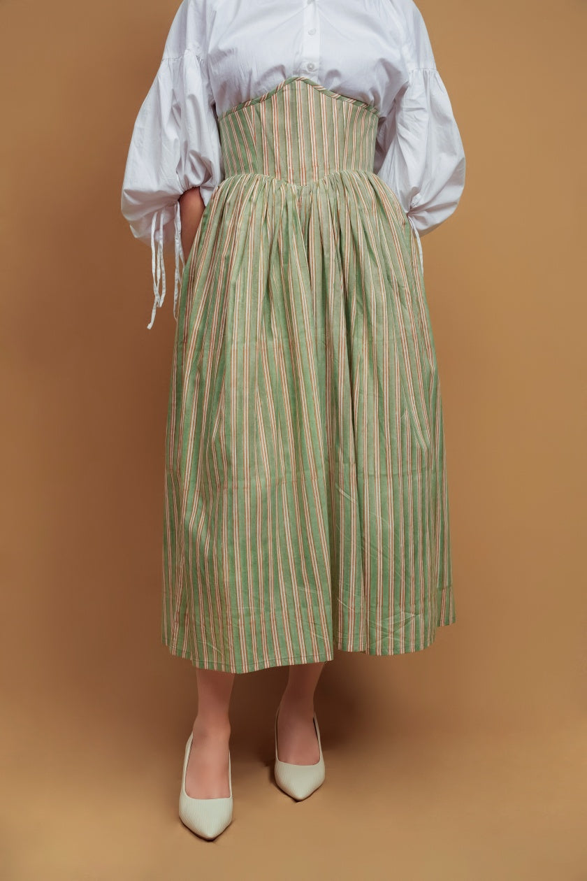 Violet Corset Skirt in Green - Odhanon