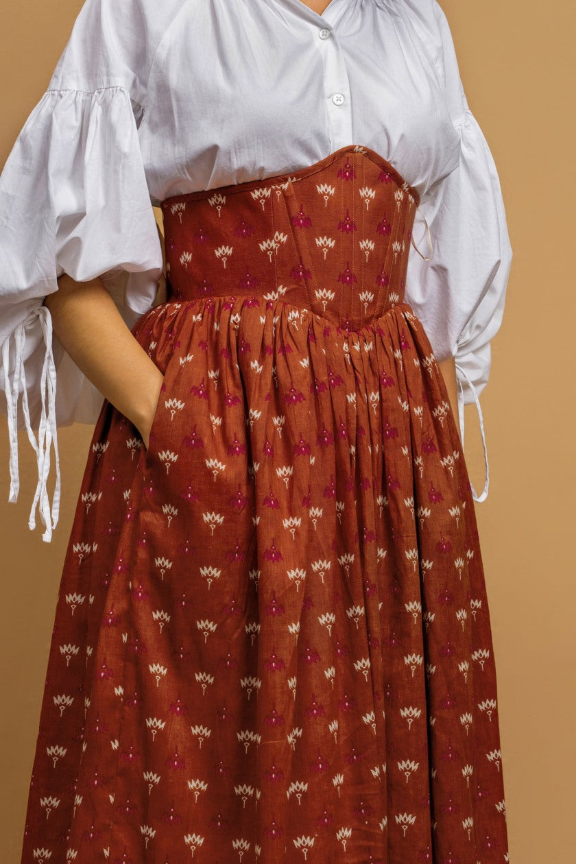 Violet Corset Skirt in Brown - Odhanon