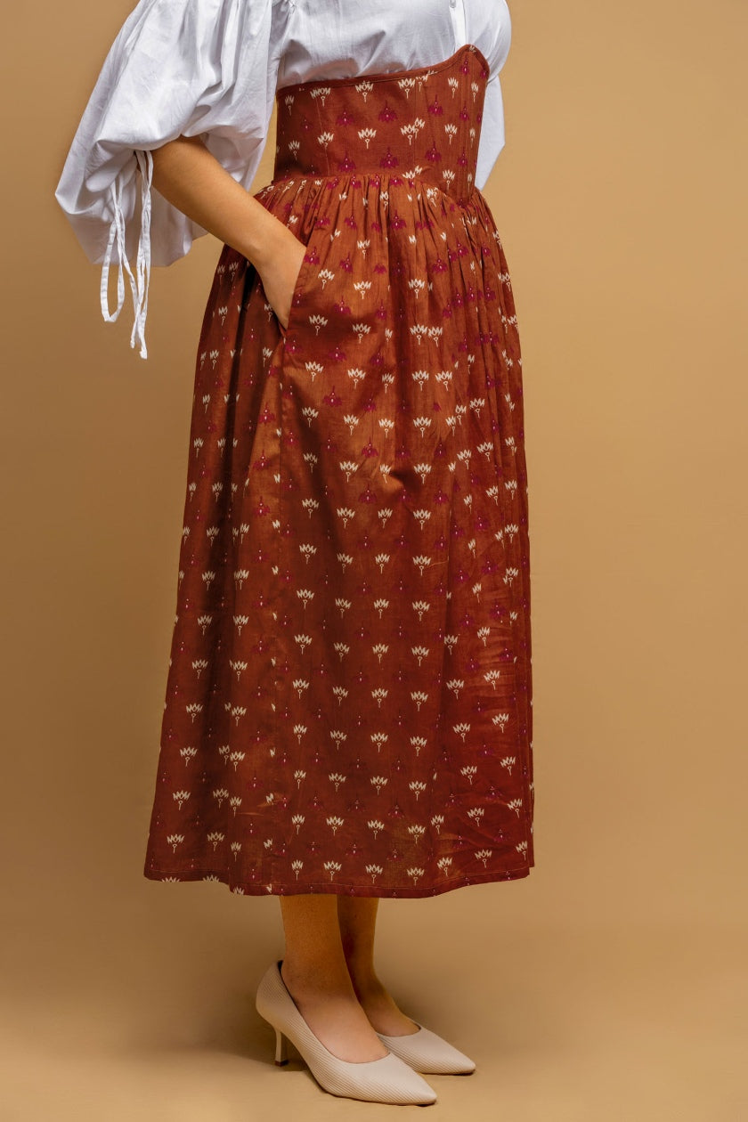 Violet Corset Skirt in Brown - Odhanon