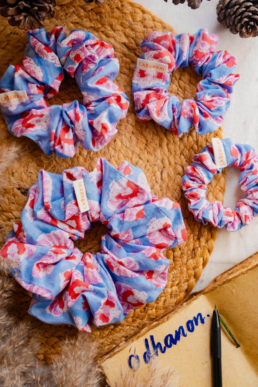 Hand Block Cotton Scrunchies