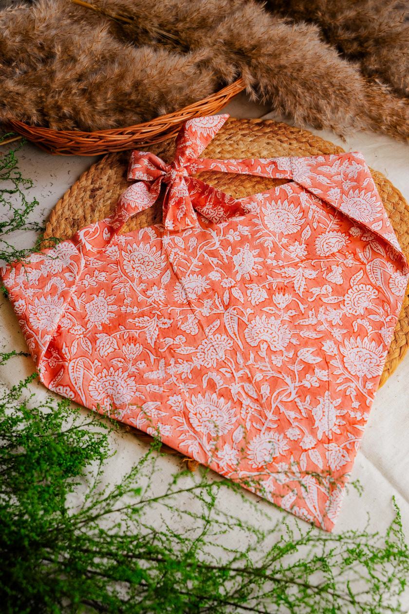 Peach Floral Head Scarf