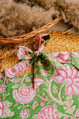 Green Bandana Pink Florals