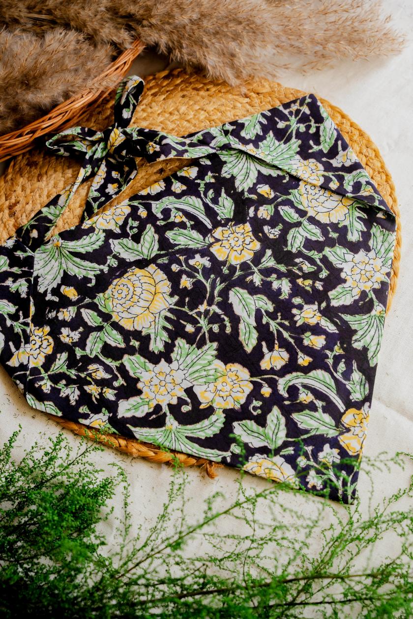 Black Florals Summer Bandana - Odhanon