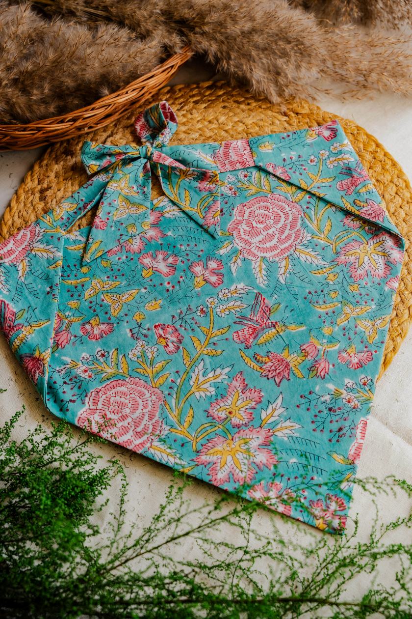 Green Floral Head Scarf