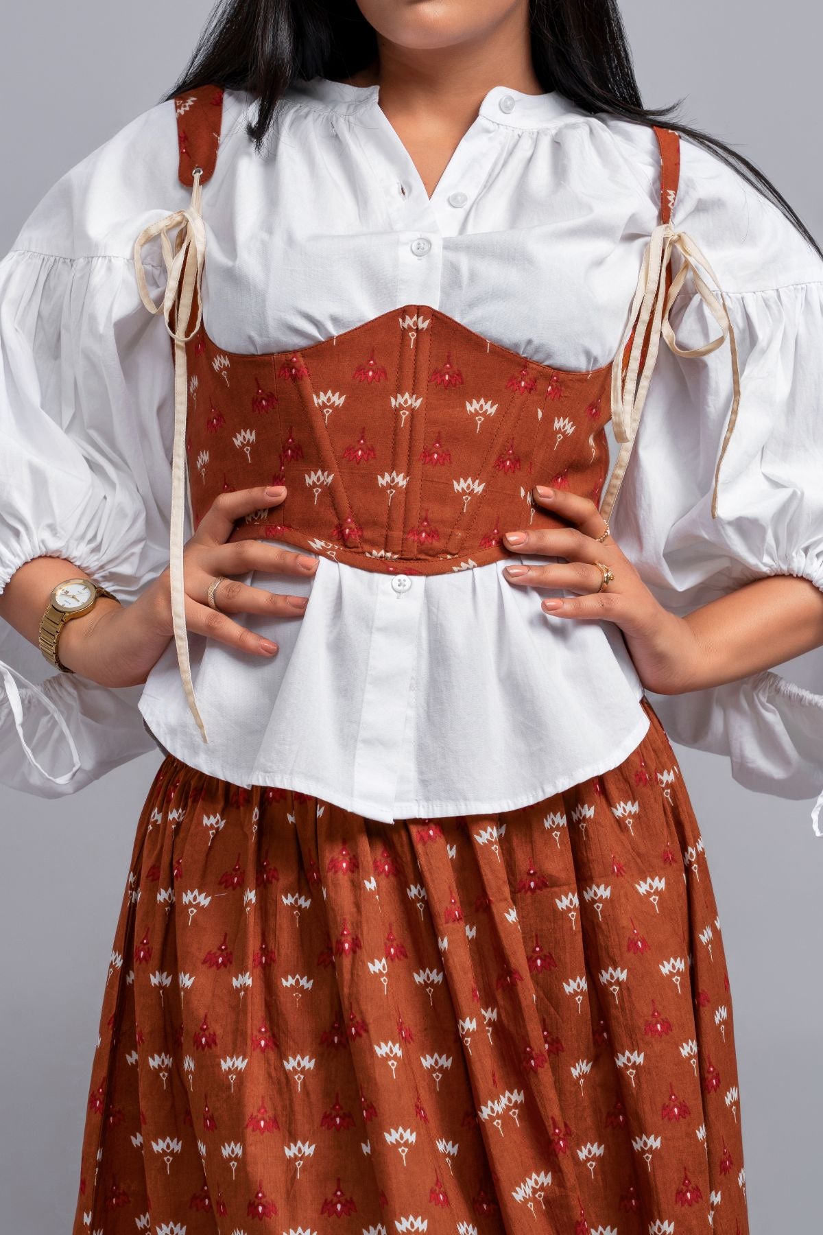 Violet Bust Corset in Brown