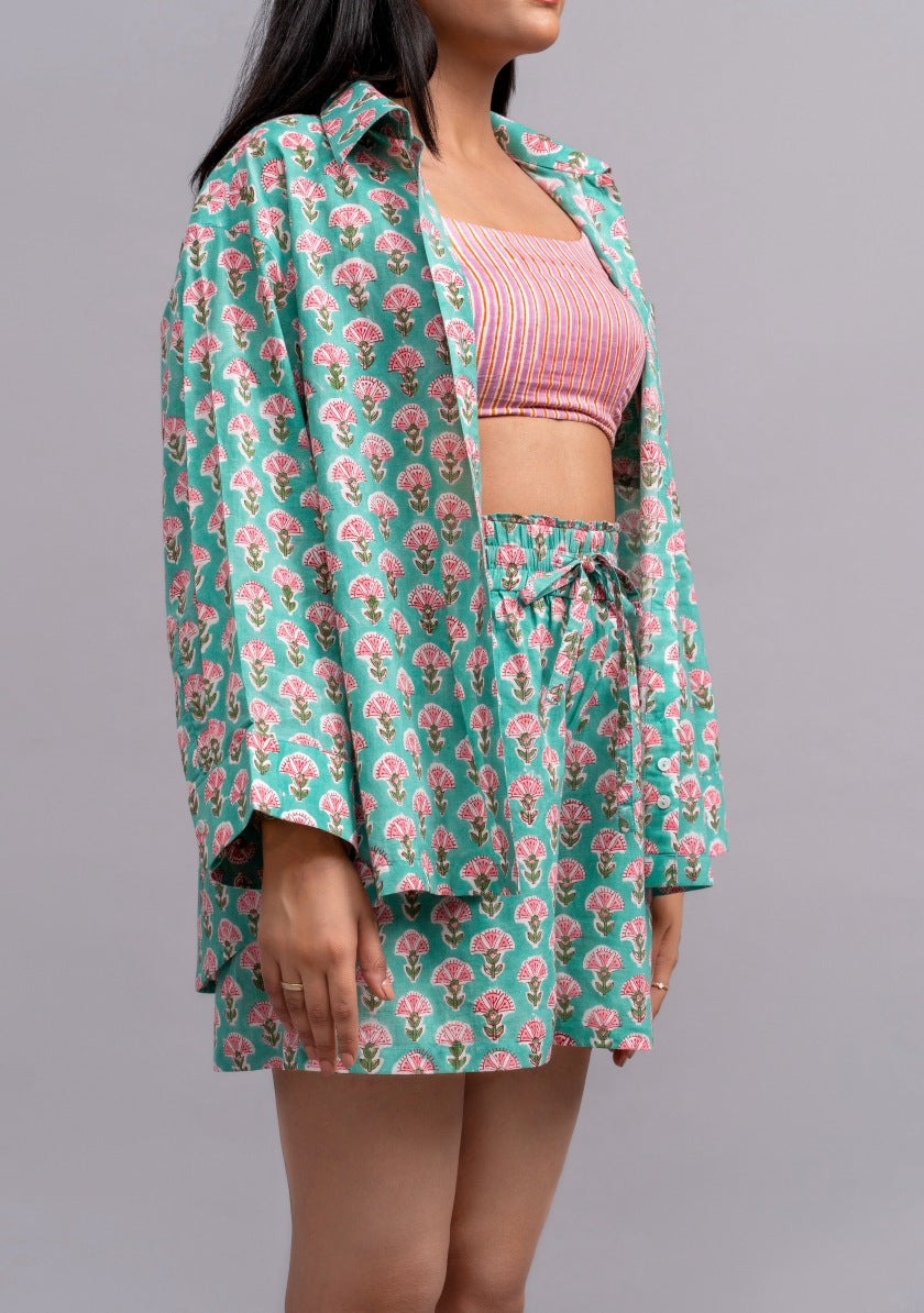 Printed Teal Co-ord Set