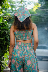Green Floral Head Scarf