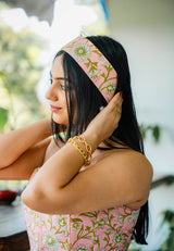 Pink Floral Head Scarf