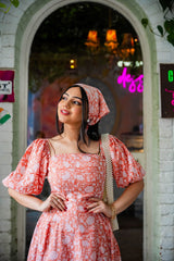 Peach Floral Head Scarf