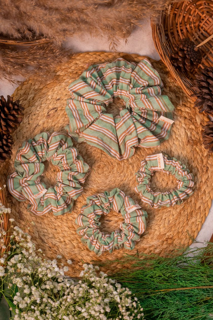 Green Stripes Scrunchie - Odhanon