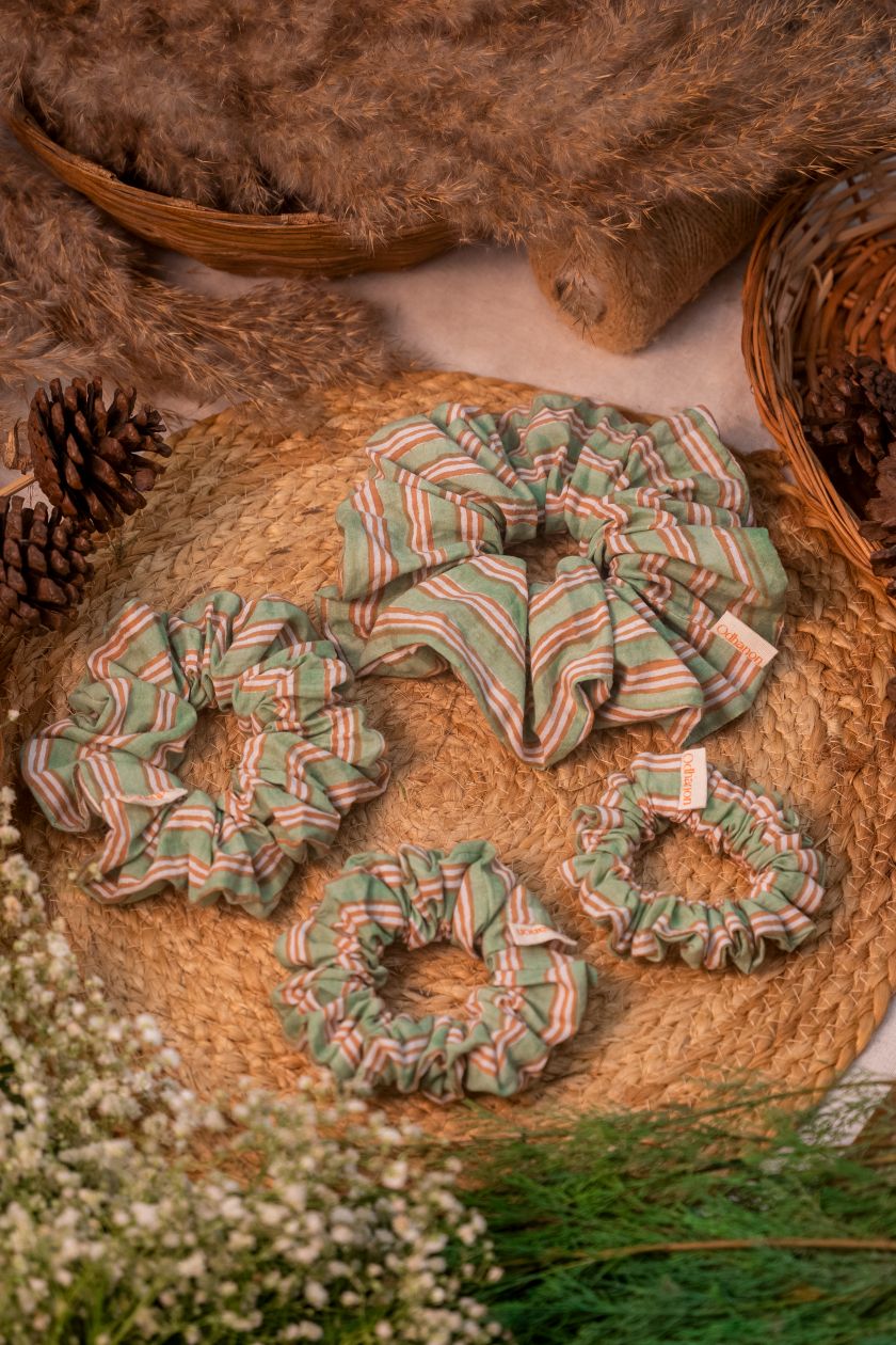 Green Stripes Scrunchie - Odhanon