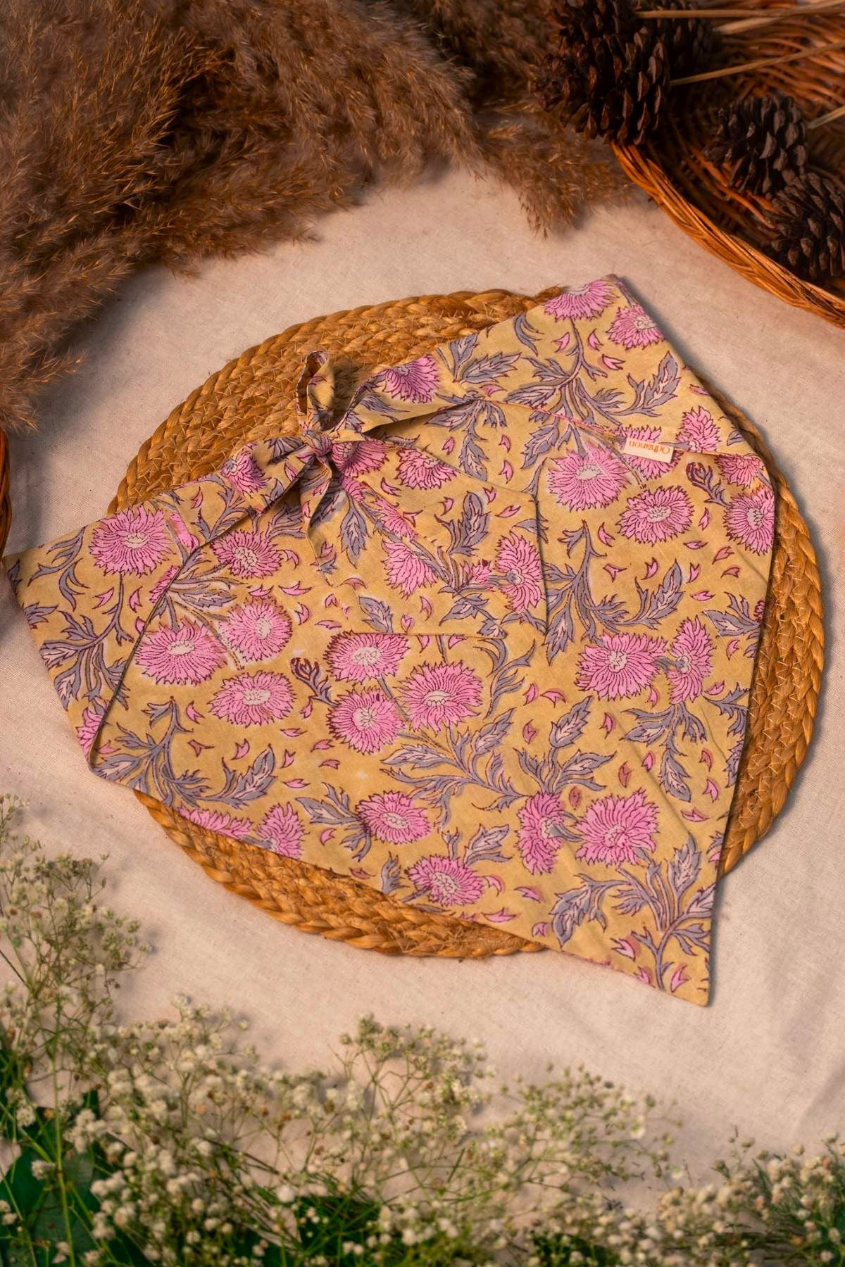 Yellow & Pink Floral Bandana