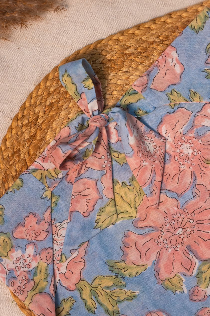 Blue & Pink Floral Bandana - Odhanon