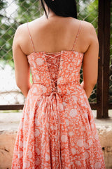 Peach Floral Corset Dress