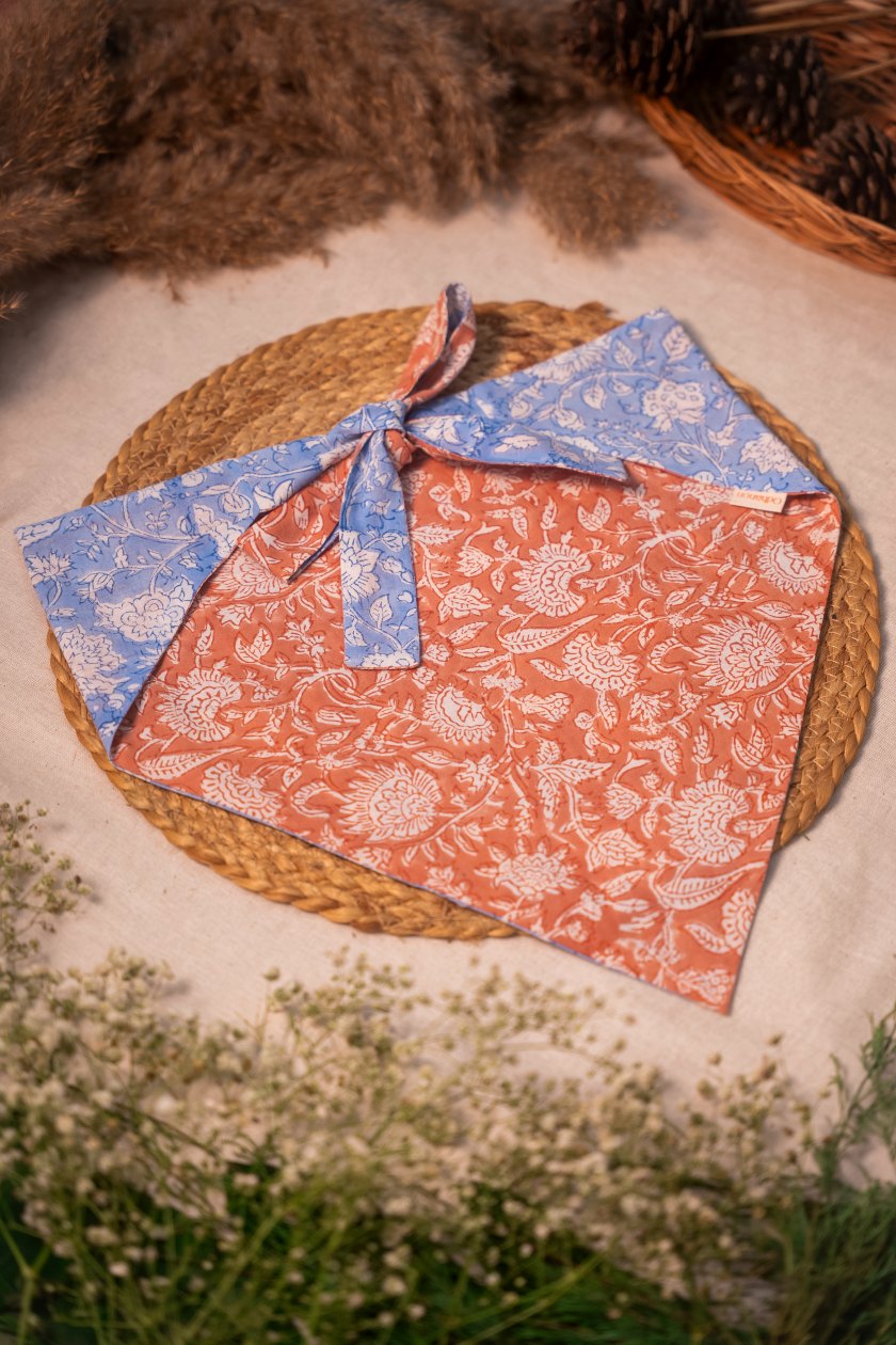 Two Side Peach Blue Bandana