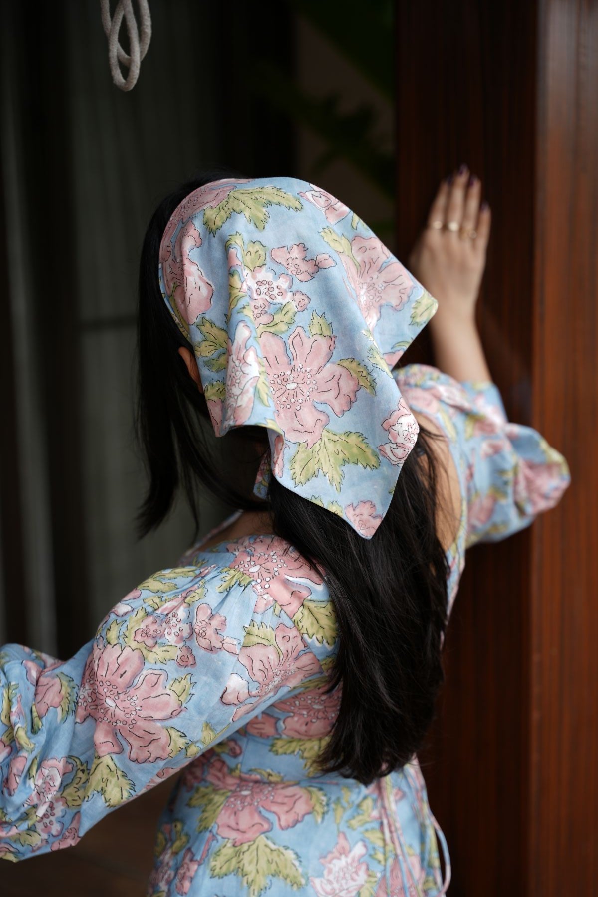 Blue & Pink Floral Bandana - Odhanon