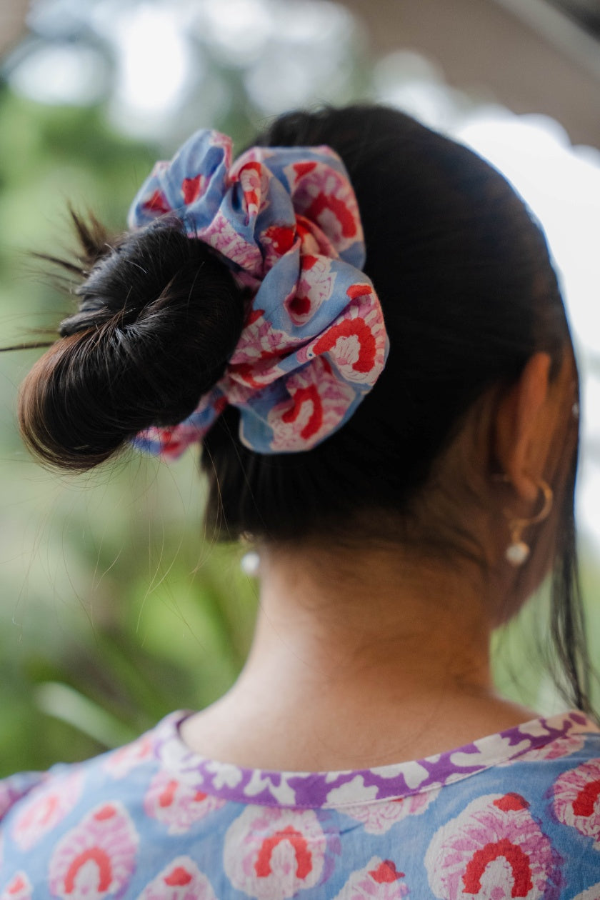 Leaf Print Cotton Scrunchie - Odhanon