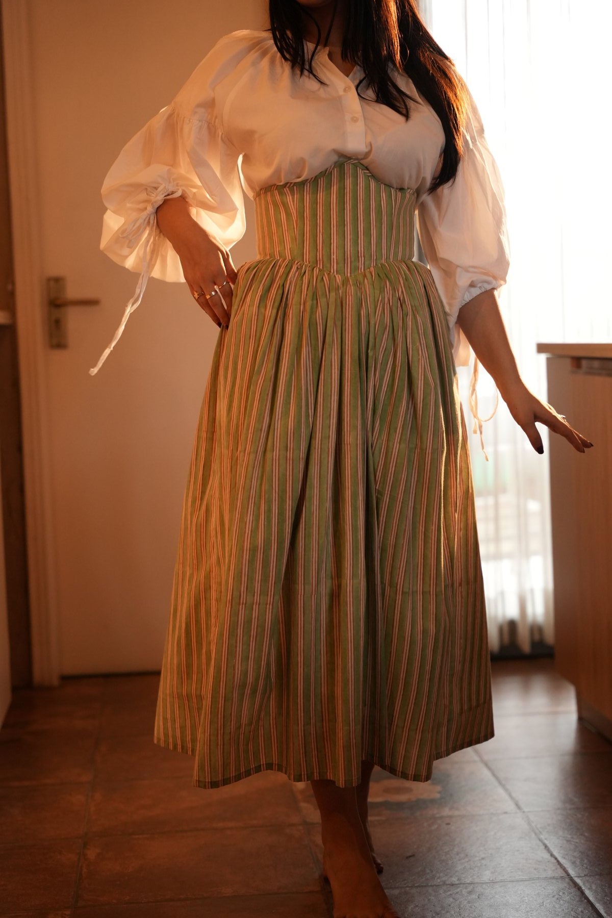 Violet Corset Skirt in Green - Odhanon