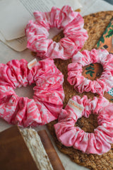 Pink Floral Cotton Hair Scrunchie