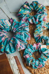 Sea Green Floral Hair Scrunchie