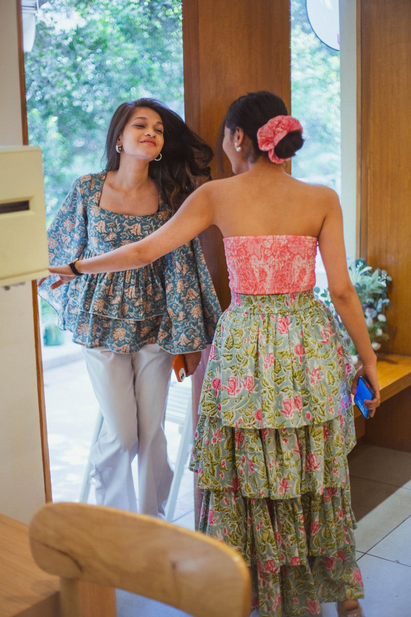 Bow Top and Floral Skirt
