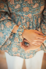 Blue Grey Cotton Hair Scrunchy
