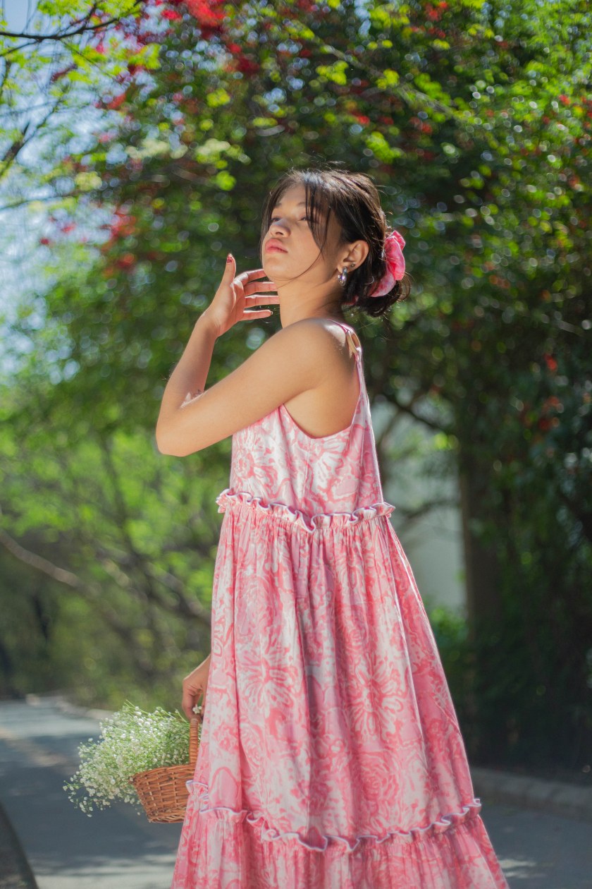 Pink Flare Maxi Dress - Odhanon