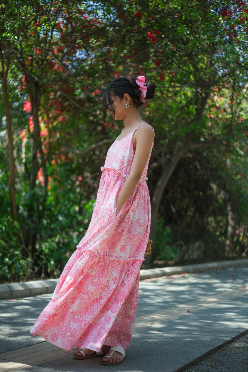 Pink Flare Maxi Dress - Odhanon