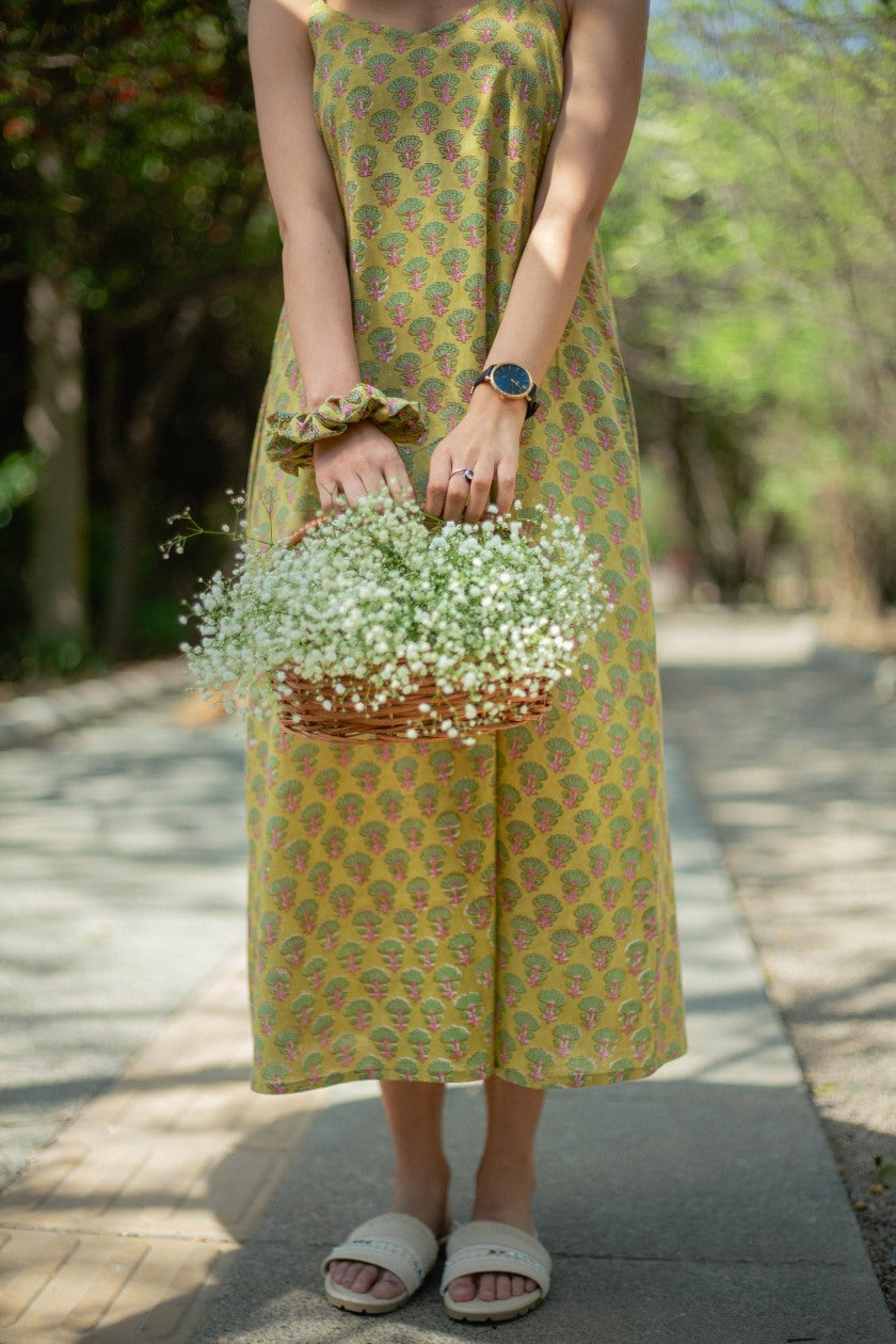 Green Butta Cotton Scrunchy - Odhanon