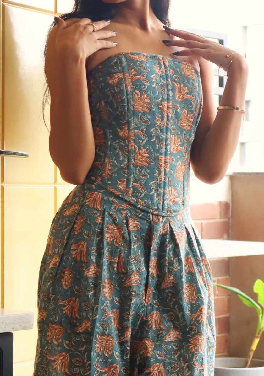 Grey Floral Corset Top