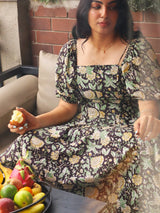 Black Floral Corset Dress