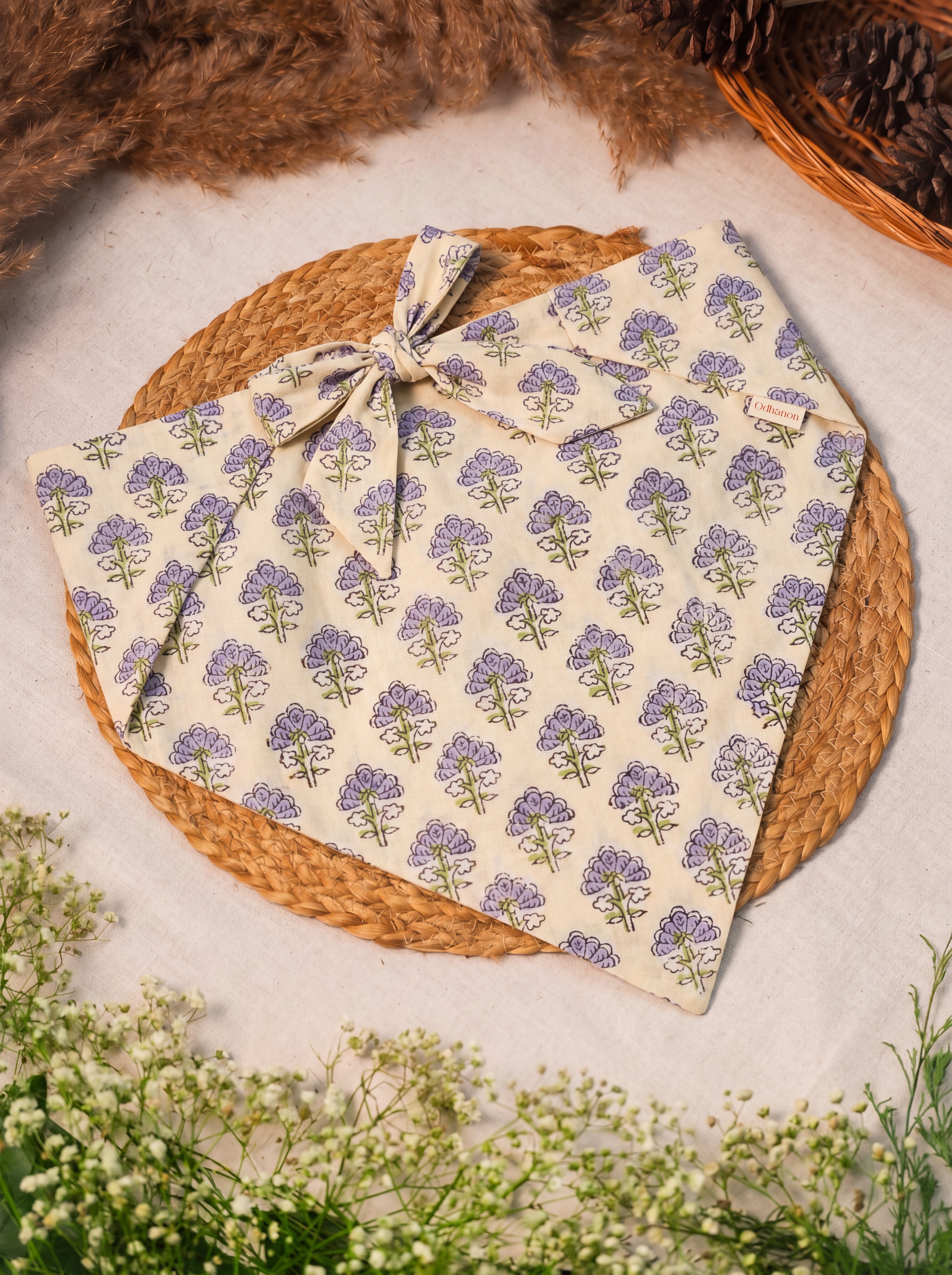 White Floral Print Bandana
