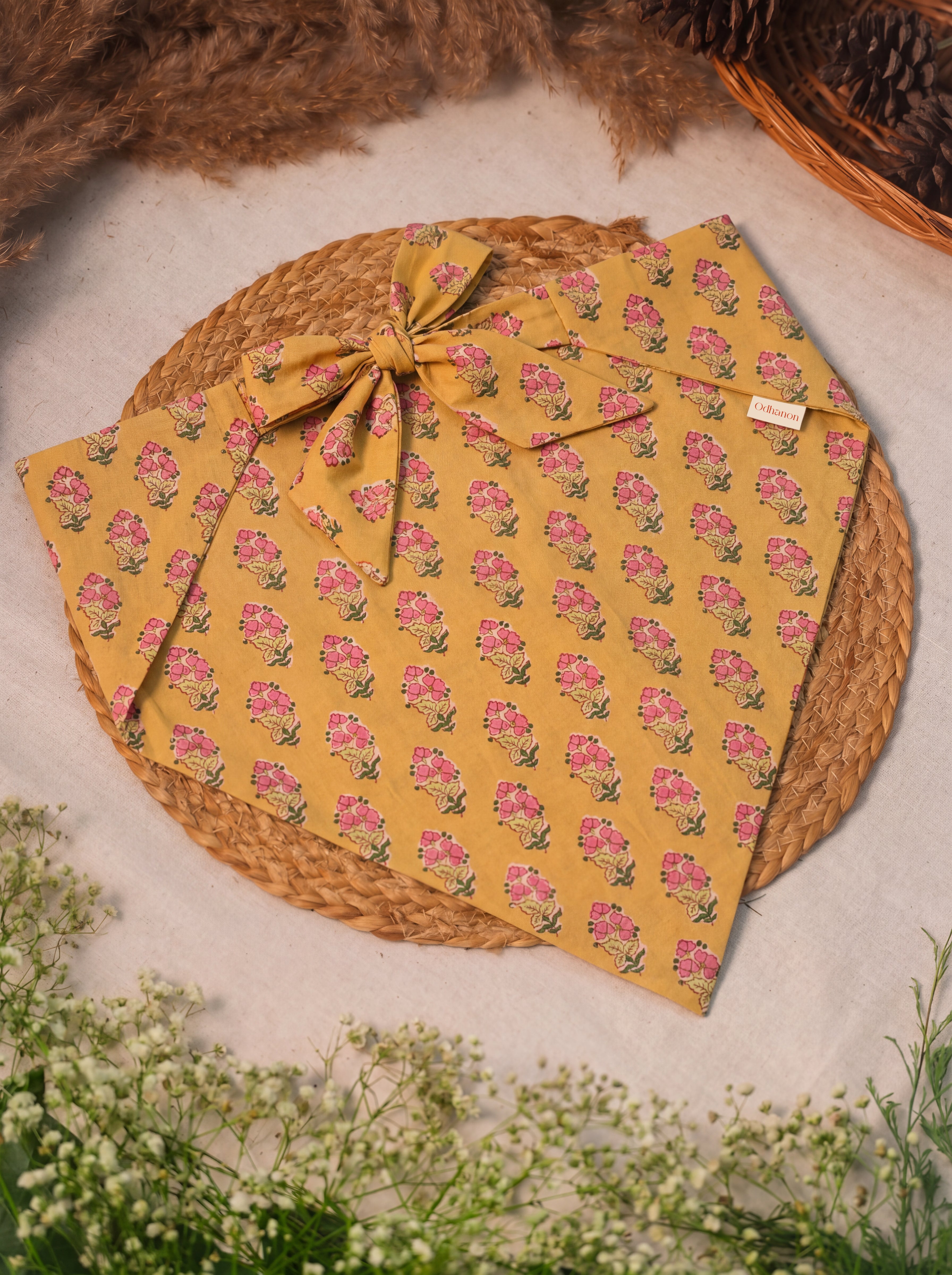 Yellow Floral Printed Bandana