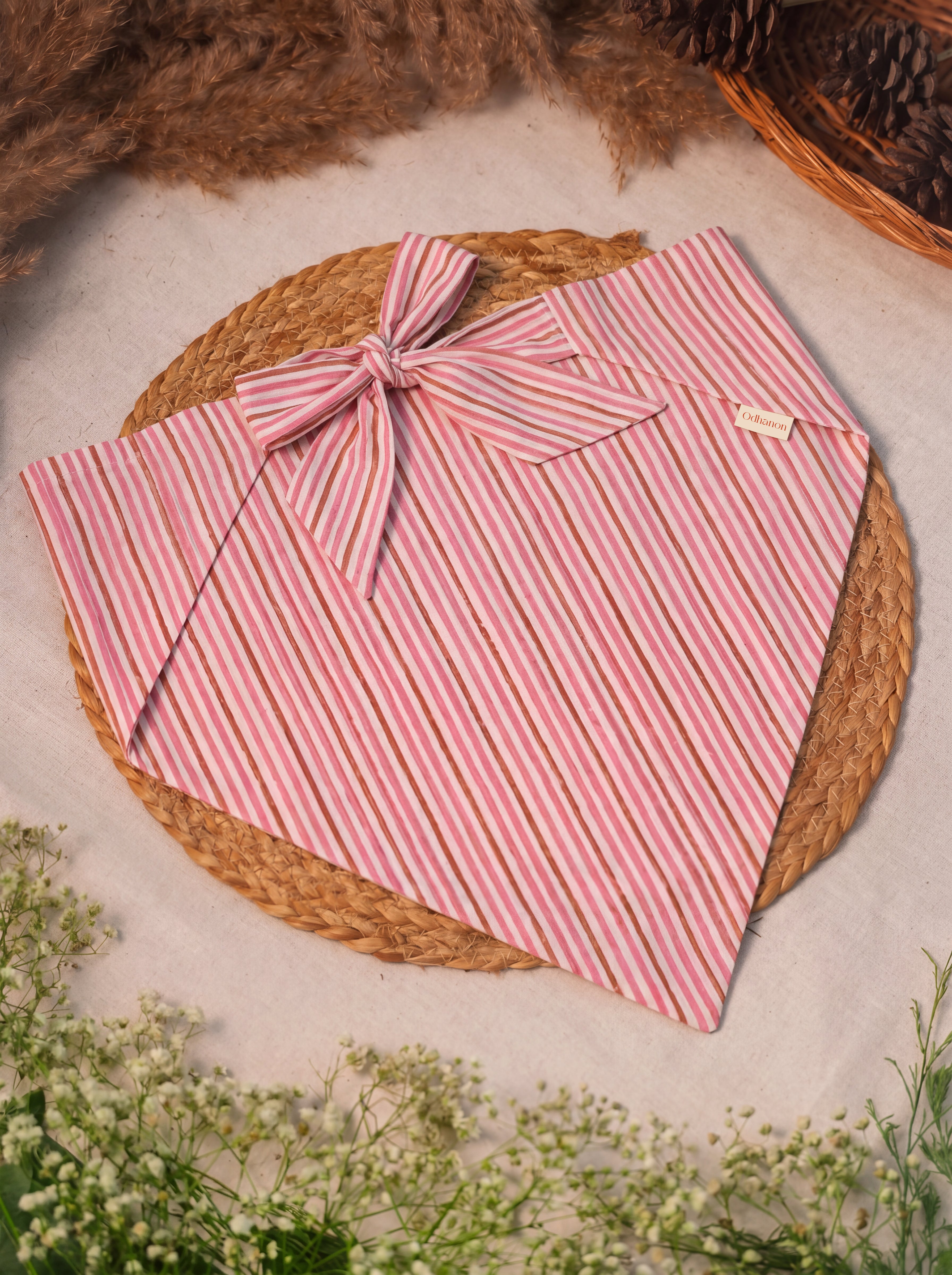 Pink Stripe Cotton Bandana